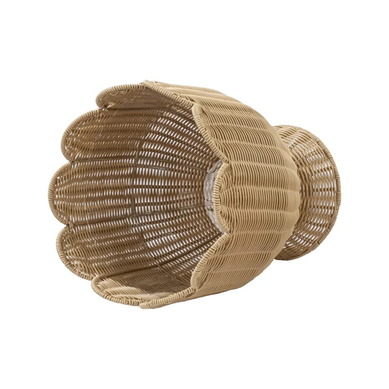 Rattan Scallop Planter, Brown, 12" x 14", by My Texas House | Walmart (US)