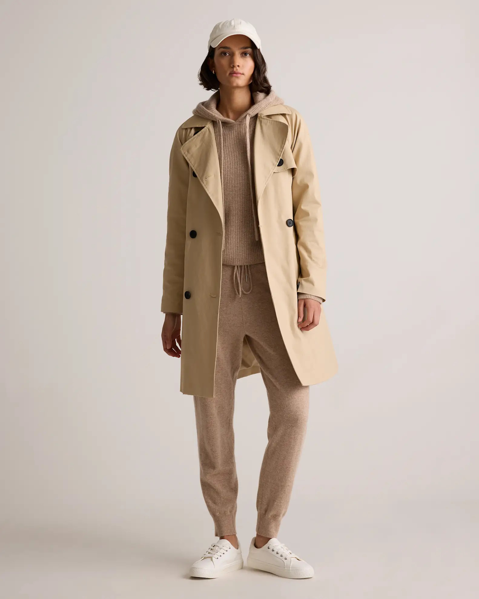 Women's Mongolian Cashmere Fisherman Pullover Hoodie in Oatmeal | Quince