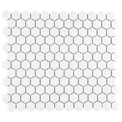 Affinity Tile Metro 1 in Hex Matte White 10-in x 12-in Matte Porcelain Honeycomb Patterned Floor ... | Lowe's