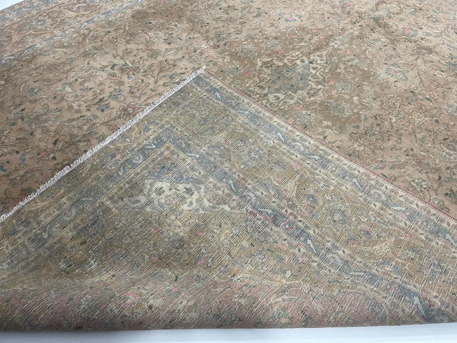 1900s Antique Rug 9x11 ft. Hand-Knotted Oriental No Pile Distress Faded, Hallway Wool | Etsy (US)