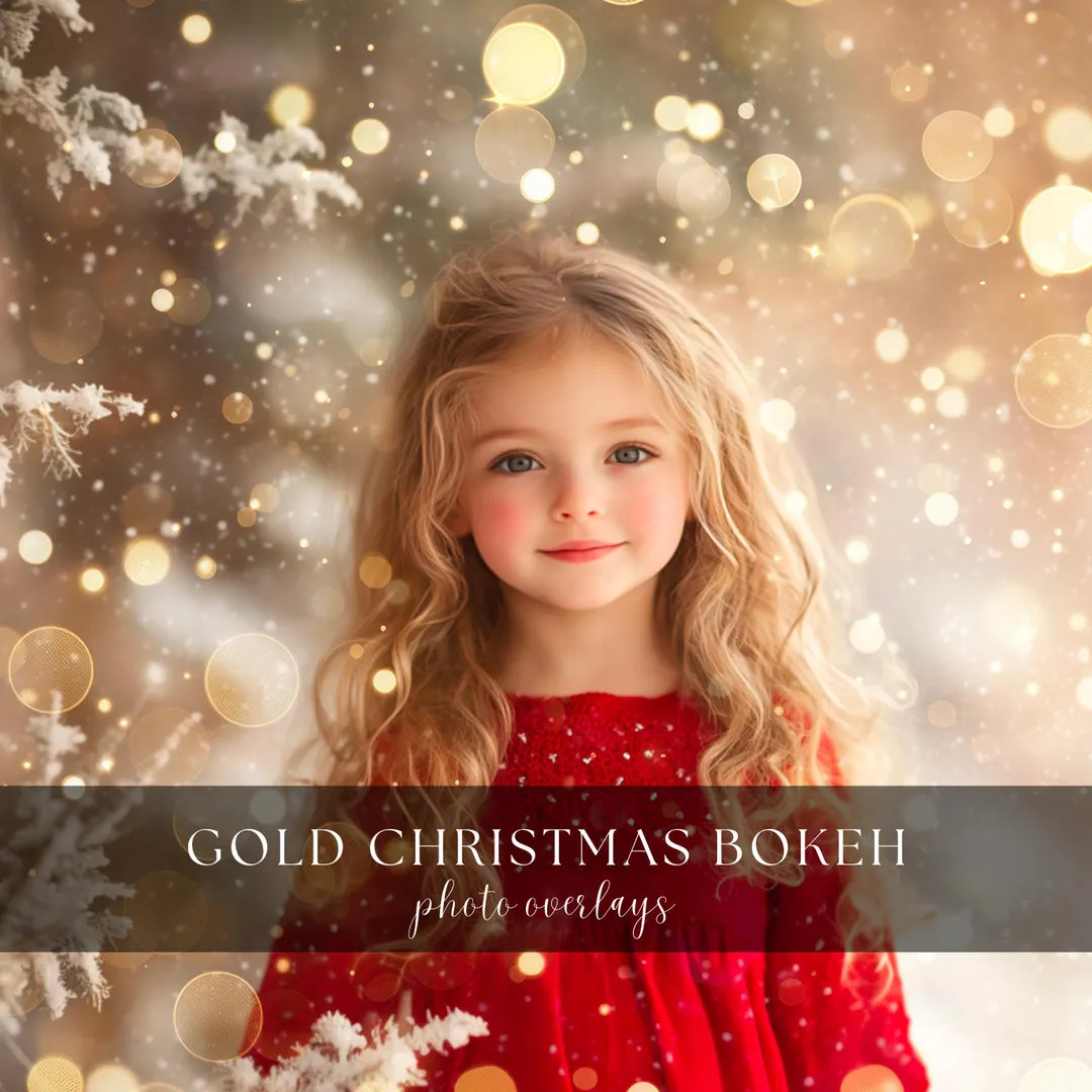 Gold Christmas Bokeh Photo Effect Photoshop Overlays for Composite Photography, Fairy Lights, Chr... | Etsy (US)