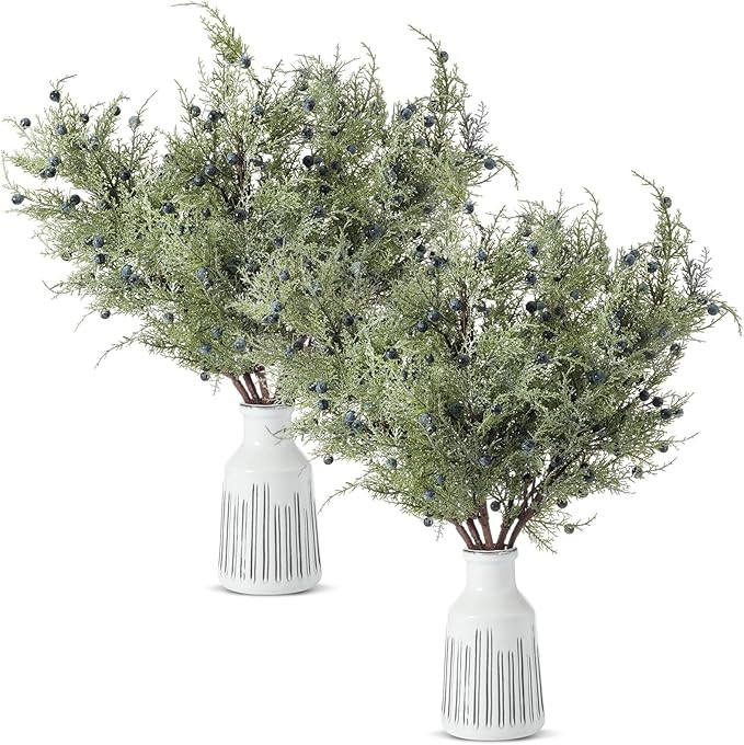 Giegxin 6 Pcs 30 Inch Artificial Juniper Cedar Sprays and Berries Branch Faux Cedar Stems Weather... | Amazon (US)