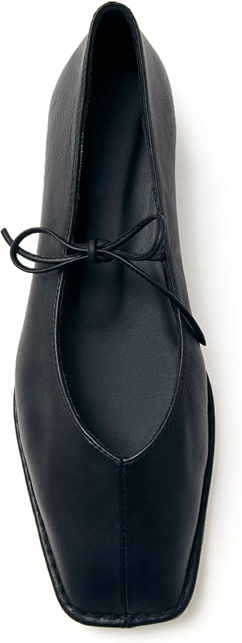 Lace Up Square Toe Ballet Flats for Women Cute Bow Slip On Mary Jane Flats Casual Ballerina Shoes | Amazon (US)