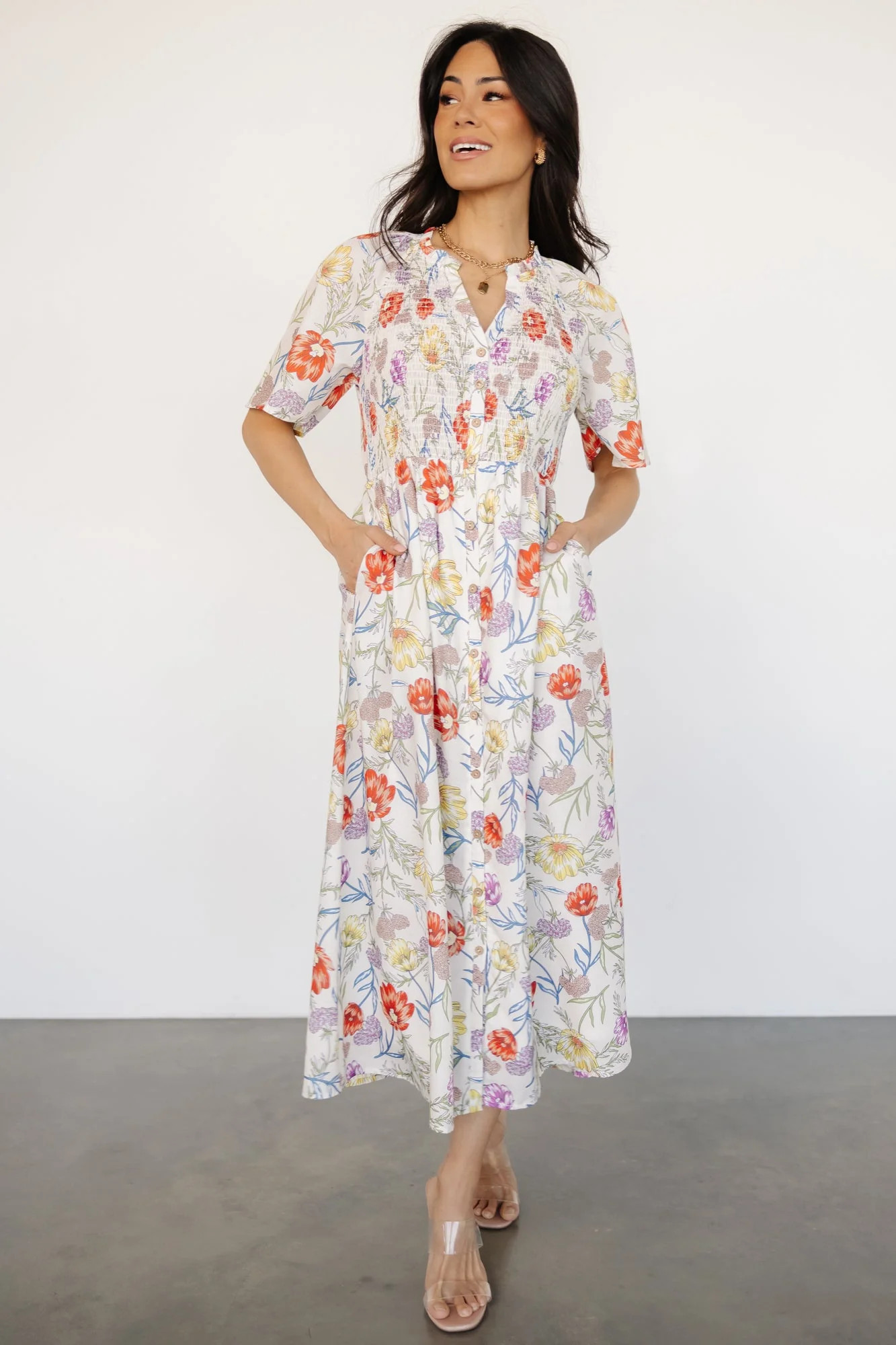Botega Midi Dress | Ivory Multi Floral | Baltic Born