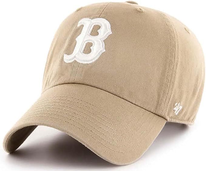 '47 Boston Red Sox Hat Mens Womens Chambray Ballpark Clean Up Adjustable Baseball Cap, Khaki/Beig... | Amazon (US)