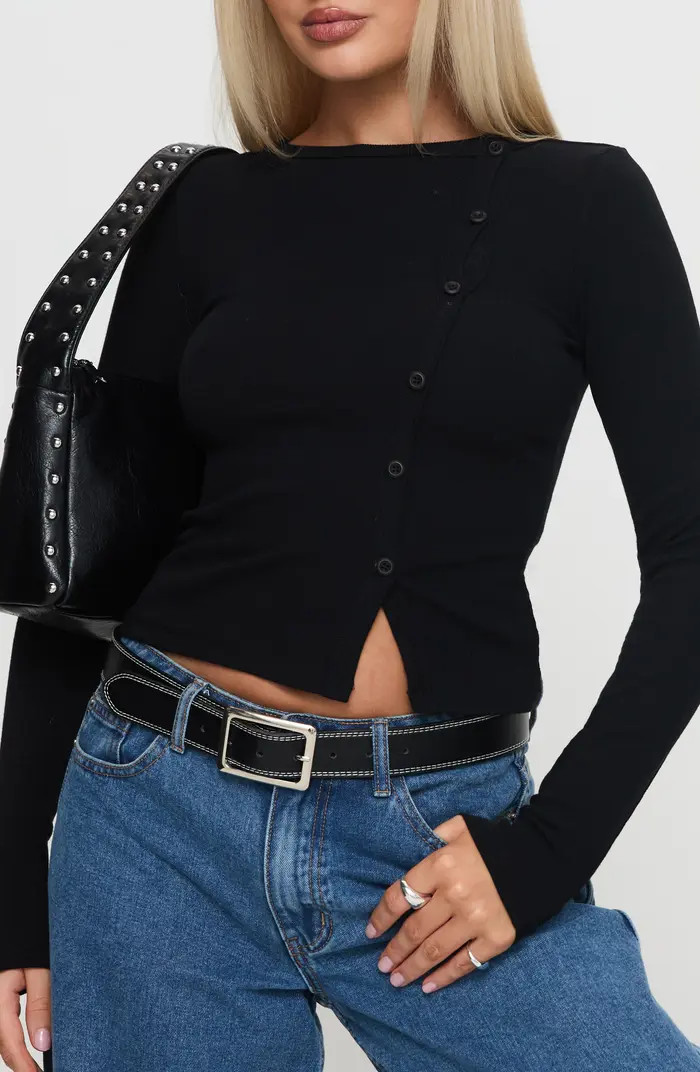 Passoni Asymmetric Cotton Crop Cardigan | Nordstrom