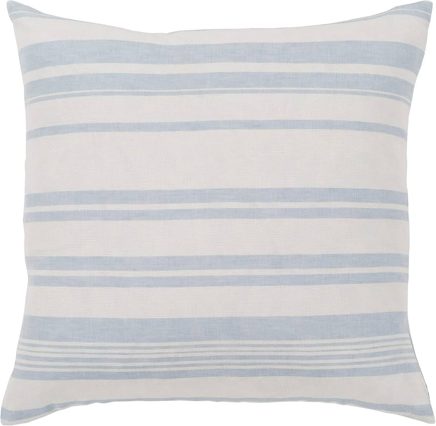 Blue White Striped Feather Down Throw Pillow (18" X 18") Stripe Modern Contemporary Cotton Linen ... | Amazon (US)