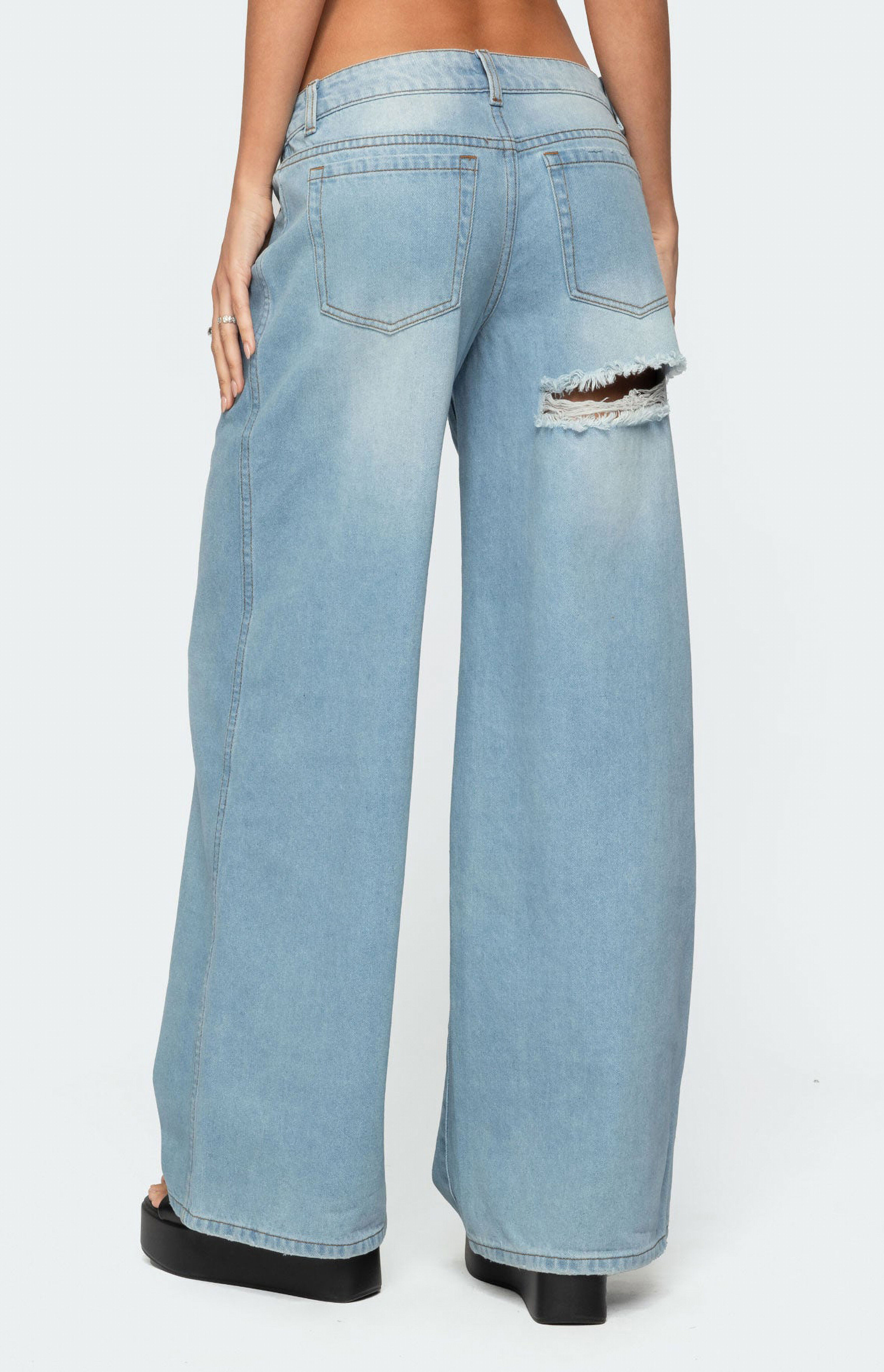 Edikted Ripley Distressed Low Rise Jeans | PacSun