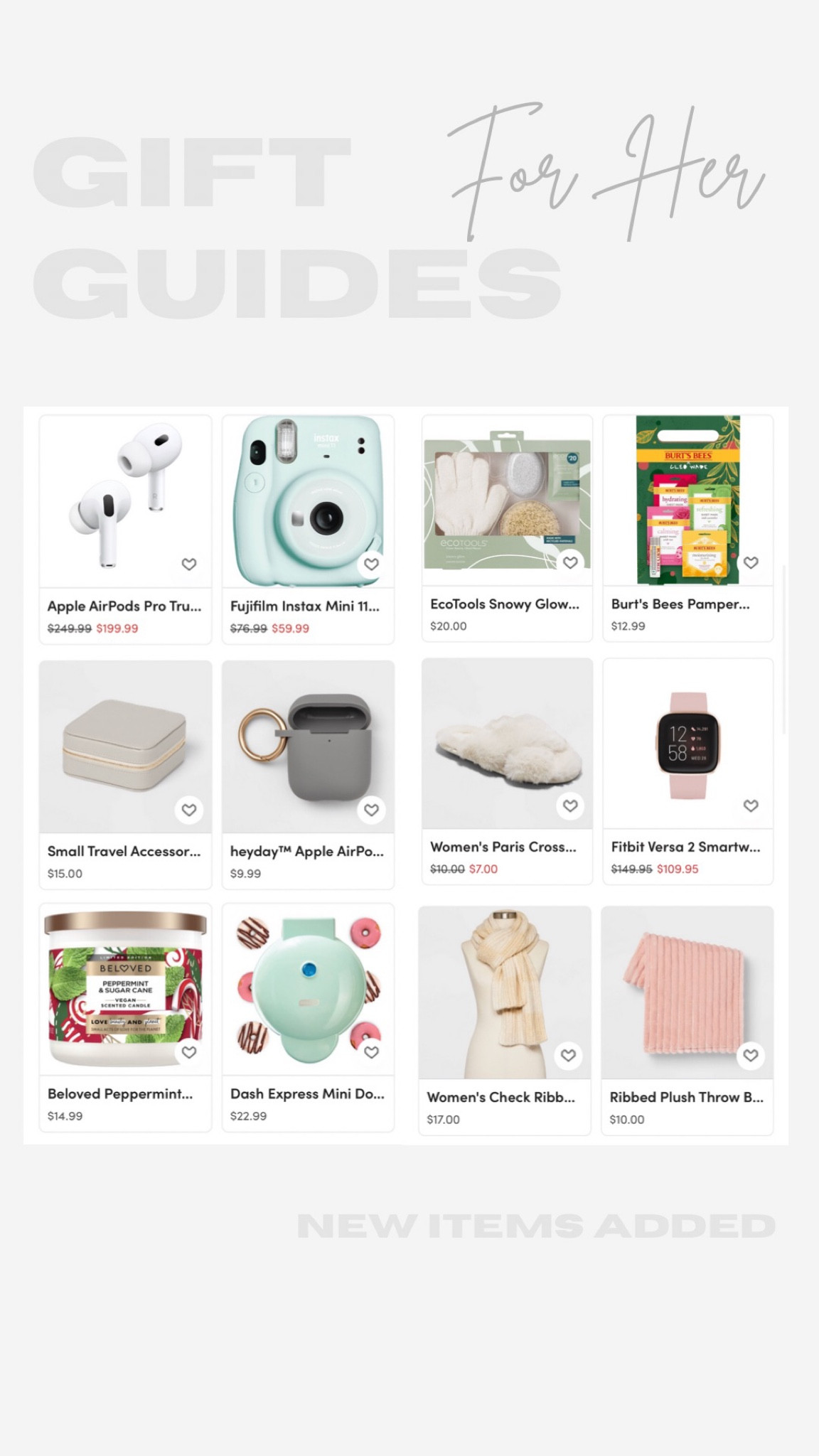 If you’re still looking for last minute gifts, these are all still in stock and available for pickup in most stores if you don’t want to ship it

Gift guides, last minute gifts for her, small gifts for here, electronic gifts, Target gifts, slippers, jewelry box, watch, candle, donut maker, scarf, throw blanket, holiday gifts

#LTKHoliday #LTKSeasonal #LTKGiftGuide