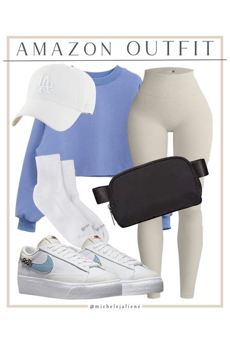 Amazon Outfit / Amazon Finds / Amazon Belt Bag / Lululemon Belt Bag Dupe / Nike Blazers / Women’s Sneakers / Cropped Sweatshirt / Amazon Workout Set / Gym Outfit 

#LTKstyletip #LTKFind #LTKunder50