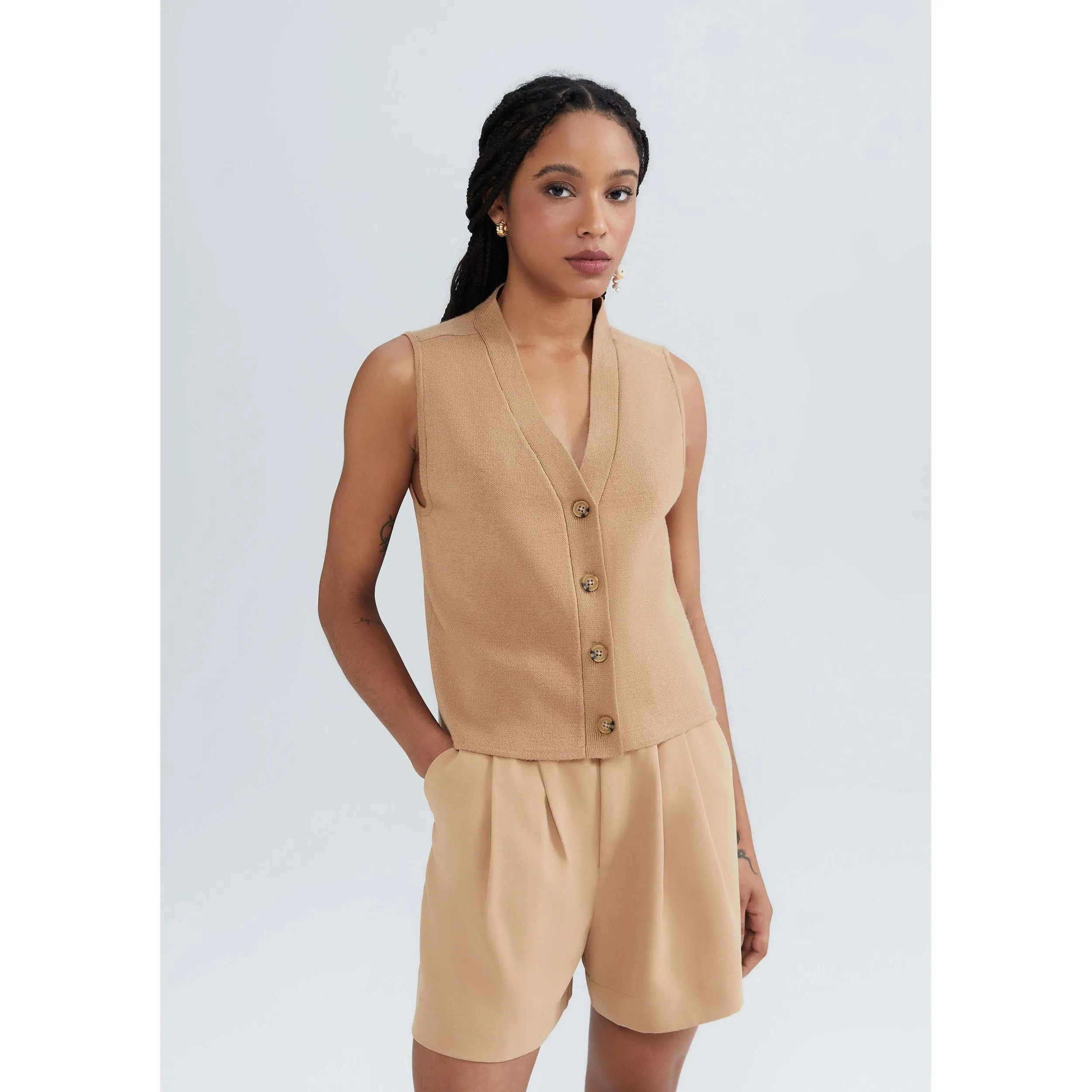 Colete Feminino Em Tricô Leve - Bege | Hering (BR)