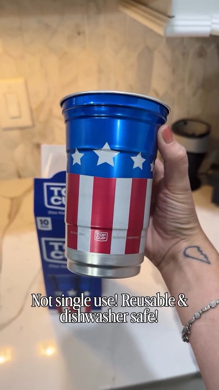 I’m obsessed with these @topcupofficial festive aluminum cups I found at Target — they’re durable, reusable, dishwasher safe, AND made in the USA 🙌 #ad Your crew deserves an upgrade and these are perfect for cookouts, pool days, and all the fireworks nights ahead. Grab them in-store or comment “SHOP” for a direct link to be sent to you before they sell out! 🎯

#targetstyle #targetfinds #targetrun