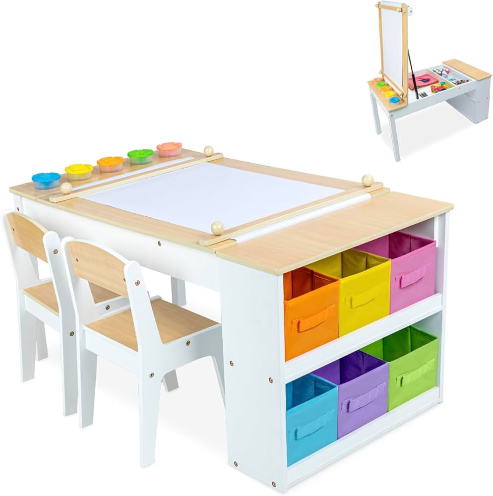 Milliard 2-in-1 Kids Art Table and Art Easel Table and Chair Set, Toddler Craft and Play Wood Act... | Amazon (US)