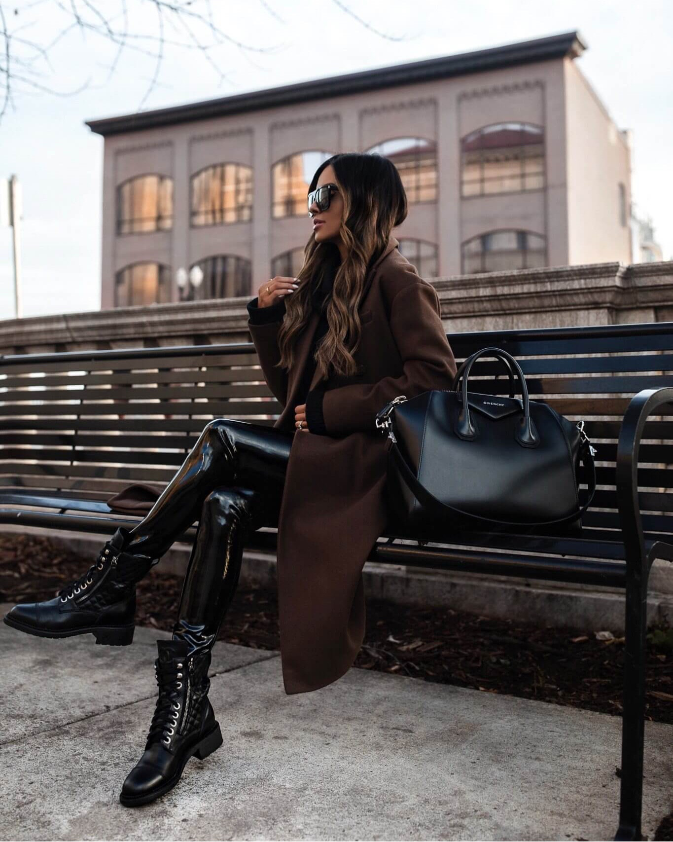 Casual fall outfit
Chocolate brown coat 
Commando patent leather leggings on sale
Combat boots 

#LTKStyleTip #LTKSaleAlert #LTKSeasonal