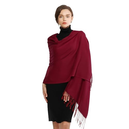 RIIQIICHY Scarfs for Women Winter Dark Red Pashmina Shawls and Wraps for Evening Dresses Warm Large Scarves Wedding Shawl | Amazon (US)