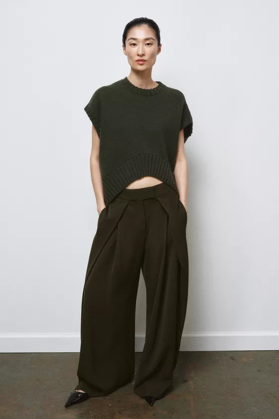 ZW COLLECTION WIDE LEG PLEATED PANTS | Zara US