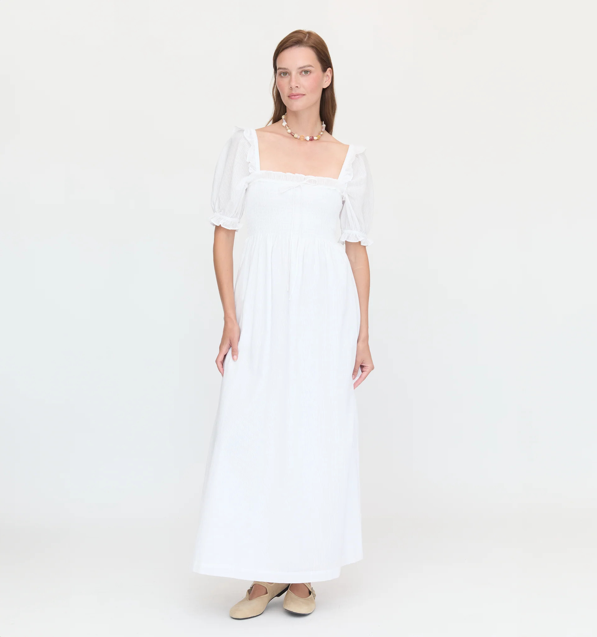The Scarlett Nap Dress - White Shadow Stripe | Hill House Home US