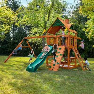 Chateau Wooden Swing Set - Professional Installation Available | Wayfair North America