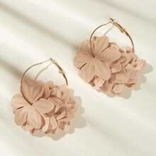 Fabric Flower Decor Hoop Earrings 1pair | SHEIN