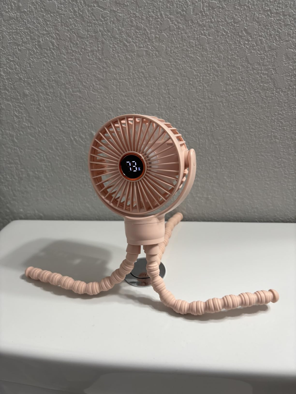 Portable Stroller Mini Fan, Small Rechargeable Personal Cooler w/ 360° Rotation, 3-Speed, Display, Battery Powered Stroller Accessories, Baby Essentials for Car Seat, Crib, Bike, Treadmill, Black | Amazon (US)