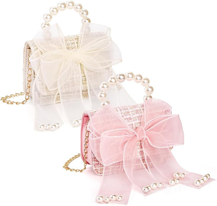 2 Pack Purse for Little Girls, Mini Toddler Crossbody Purse with Bowknot, Cute Fashion Princess H... | Amazon (US)