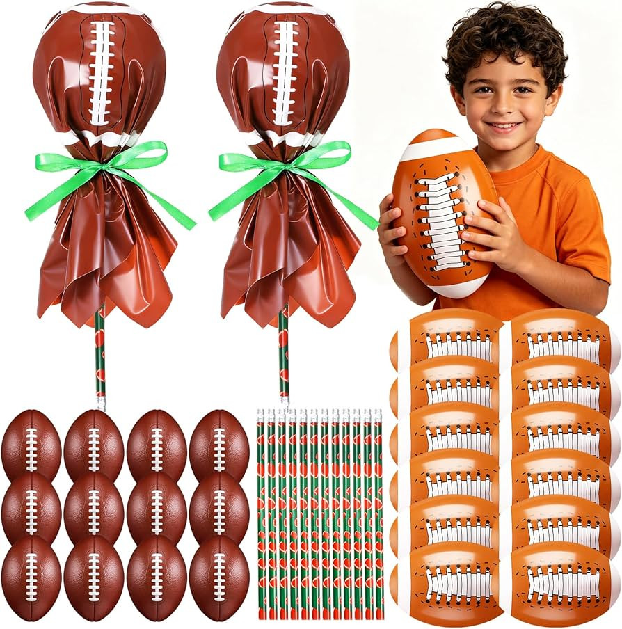 Seenelling 12 Pack Football Party Favors Bulk for Kids Toys Lollipop Stationery Set Contains Foot... | Amazon (US)