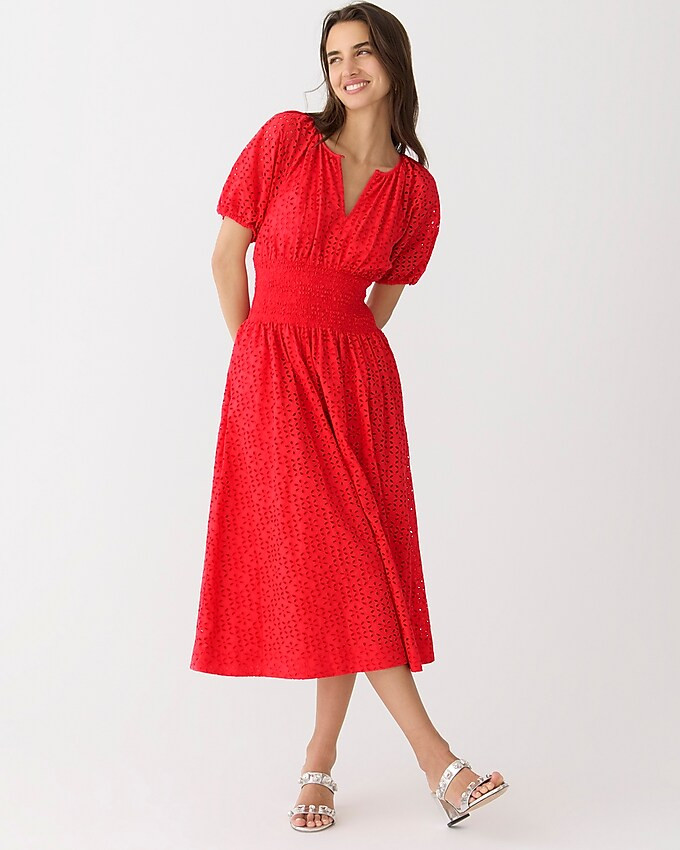 Provence smocked-waist midi dress in eyelet | J. Crew US
