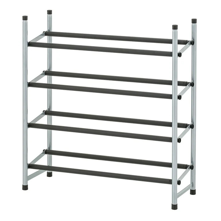Mainstays 4-Tier Expandable Stackable Closet Storage Shoe Rack Organizer Shelf, Up to 20 Pairs, M... | Walmart (US)