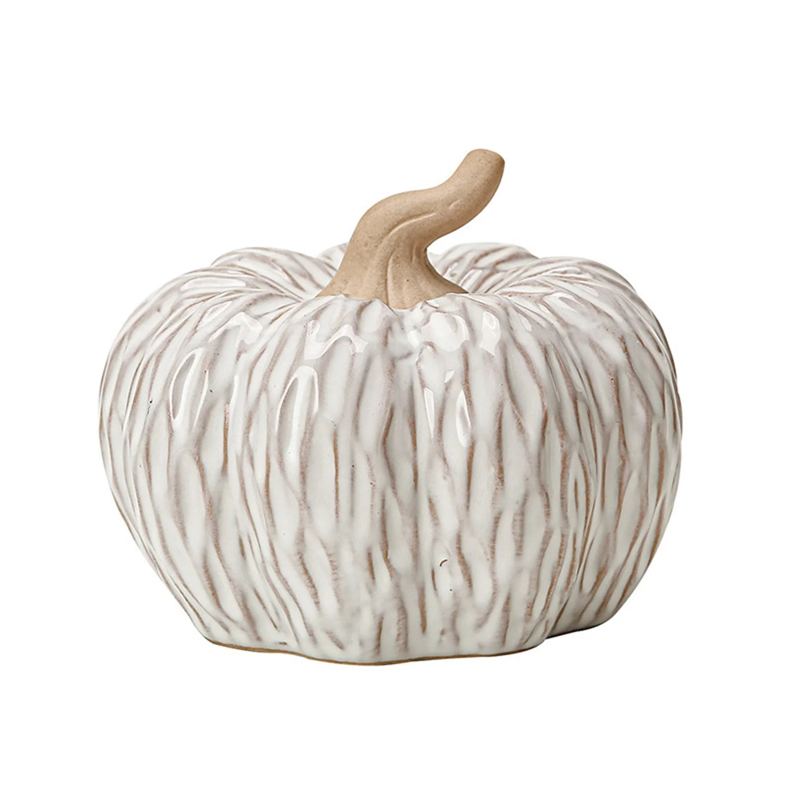 Cream Embossed Ceramic Pumpkin Set for Table Centerpiece - Distressed Textured Decorative Fall Ornaments in Two Sizes - Walmart.com | Walmart (US)