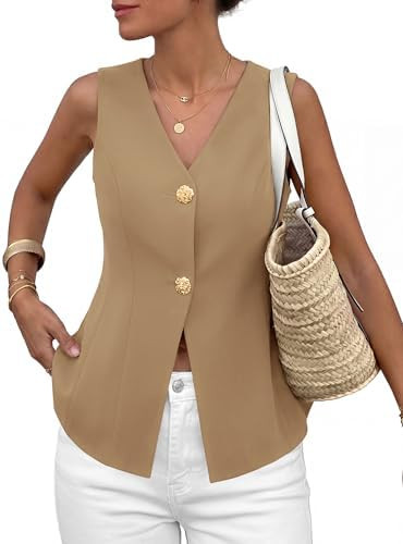PRETTYGARDEN Womens Summer Sleeveless Suit Vest Tops 2026 Dressy Button Down Business Casual Blaz... | Amazon (US)