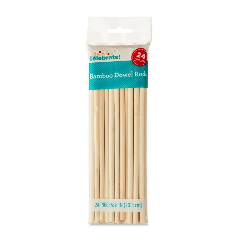 Bamboo Craft Dowel Rods, 8", 24 Pieces, by Way To Celebrate | Walmart (US)
