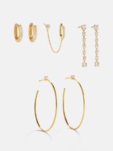 Leighton 18K Gold Earring Set - Gold/Pavé | BaubleBar (US)