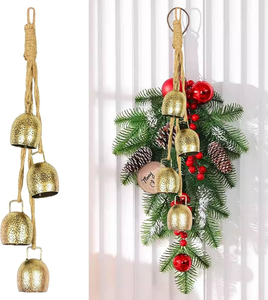 Christmas Cow Bells for Decoration, Vintage Christmas Hanging Bells, Gold Decorative Bells for Ch... | Amazon (US)