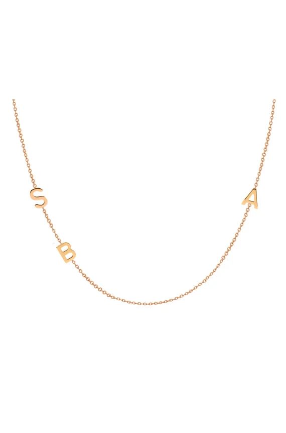 Triple 14k Gold Asymmetrical Initial Necklace | Etsy | Etsy (US)
