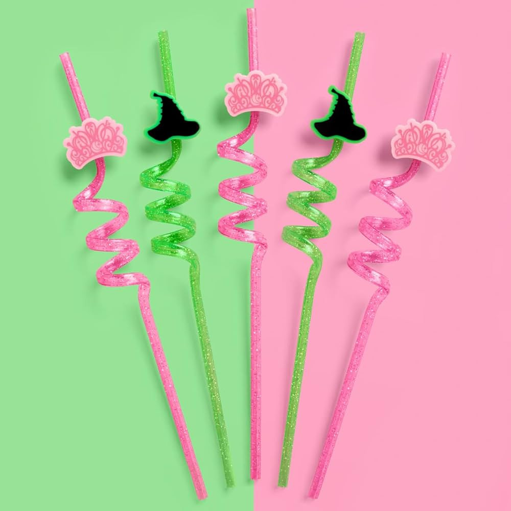 xo, Fetti Pink + Green Witch Reusable Straws - 12 pc, Twirly Plastic | Birthday Decorations, Kids... | Amazon (US)