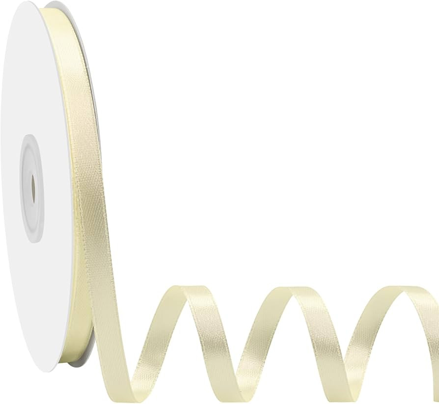 Double Face Ivory Satin Ribbon 1/4 Inch X 50 Yards Polyester Ivory Ribbons for Gift Wrapping Fabr... | Amazon (US)