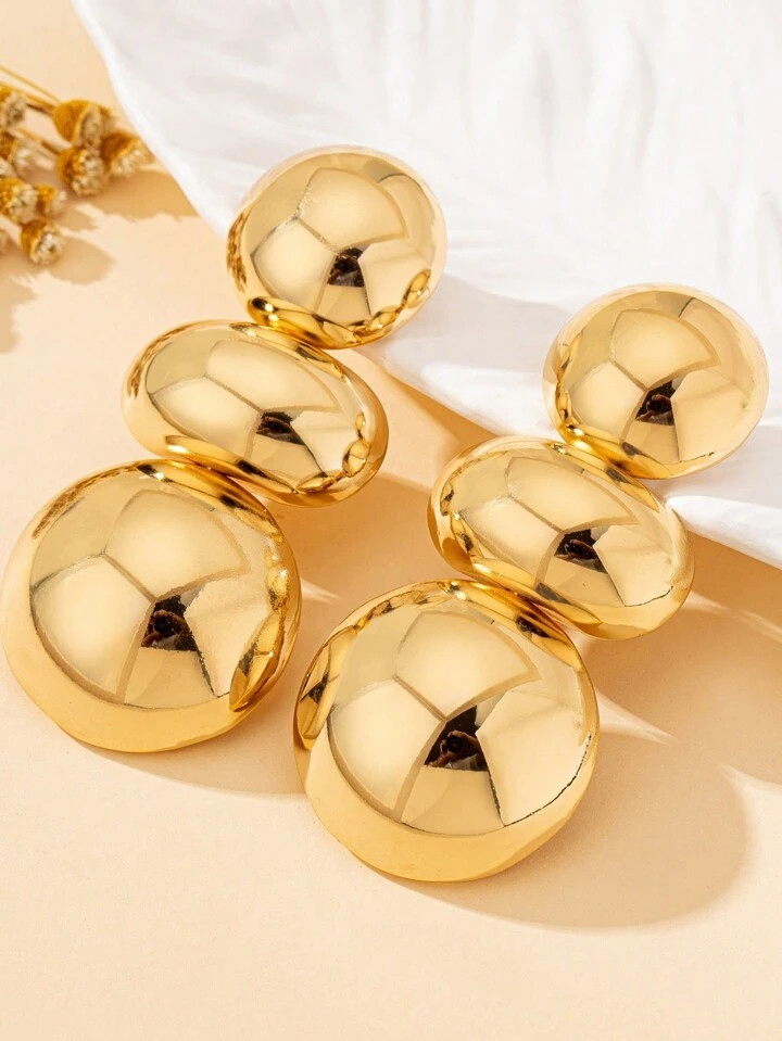 One Pair Of Fation Stud Earrings Clear Surface Chunky Jewelry | SHEIN