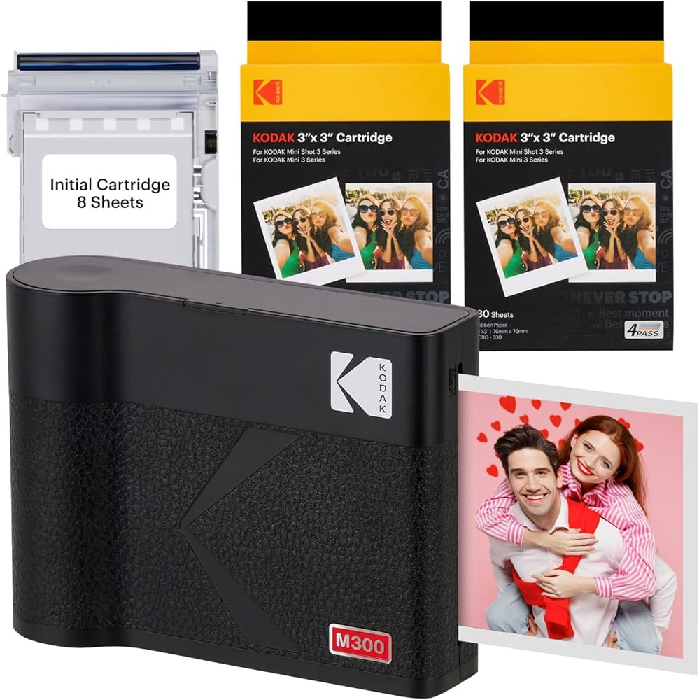 KODAK Mini 3 ERA 4PASS Portable Photo Printer (Black, Printer + Initial 8 Sheets + 60 Sheets) | Amazon (US)