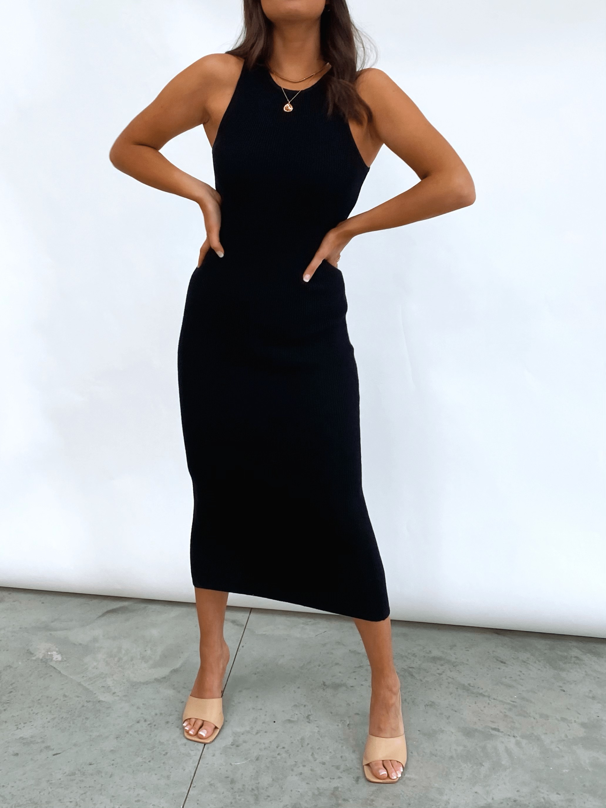 Billie Ribbed Racer Midi Dress | Pretty Lavish (UK)