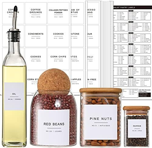 308 Kitchen Pantry Labels for Food Containers, 3 Sizes White Minimalist Labels for Organizing, Fo... | Amazon (US)