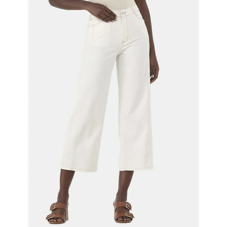 Time and Tru Women's Cropped Wide Leg Jeans, 26" Inseam, Sizes 2-20 | Walmart (US)