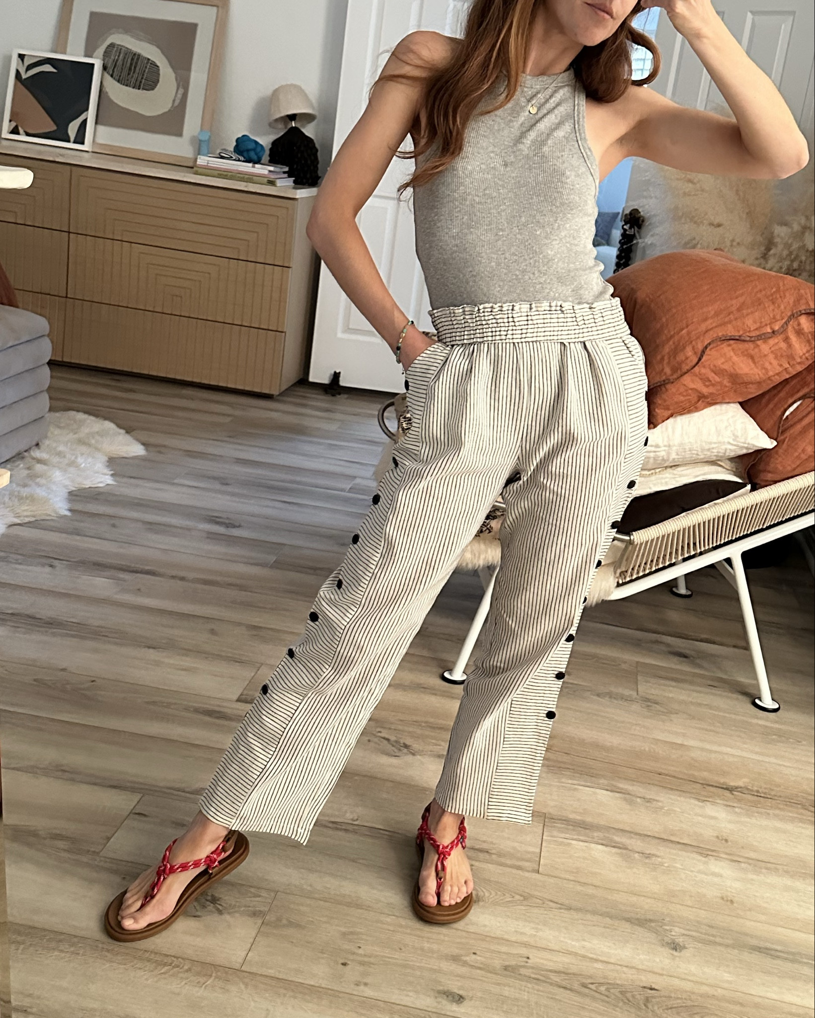 Rope detail sandals perfect for a sporty touch to your summer outfits. 


sandals | summer pants | linen pants | casual outfits | beach style | t bar sandals | surf sandals | tank top 

#LTKSeasonal #LTKSaleAlert #LTKStyleTip