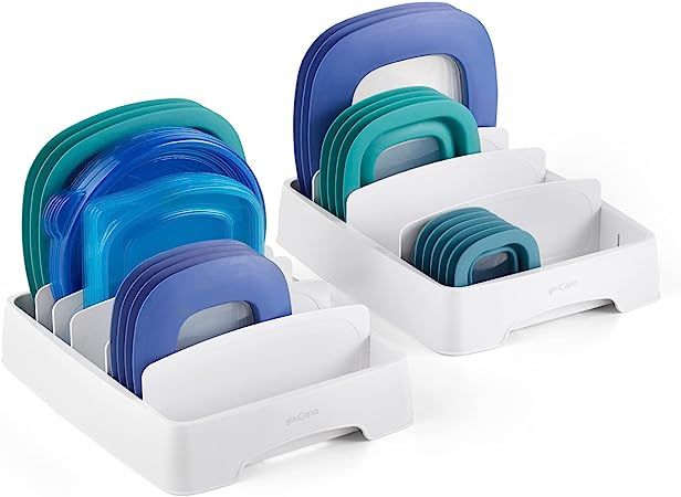 YouCopia StoraLid Food Container Lid Organizer, 2-Pack, Small, Adjustable Plastic Lid Storage for... | Amazon (US)
