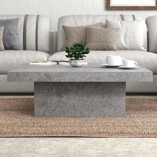 GALANO Carmelo 35.4 in Concrete Gray Square Wood Top Coffee Table SH-CCGPU16943US - The Home Depo... | The Home Depot