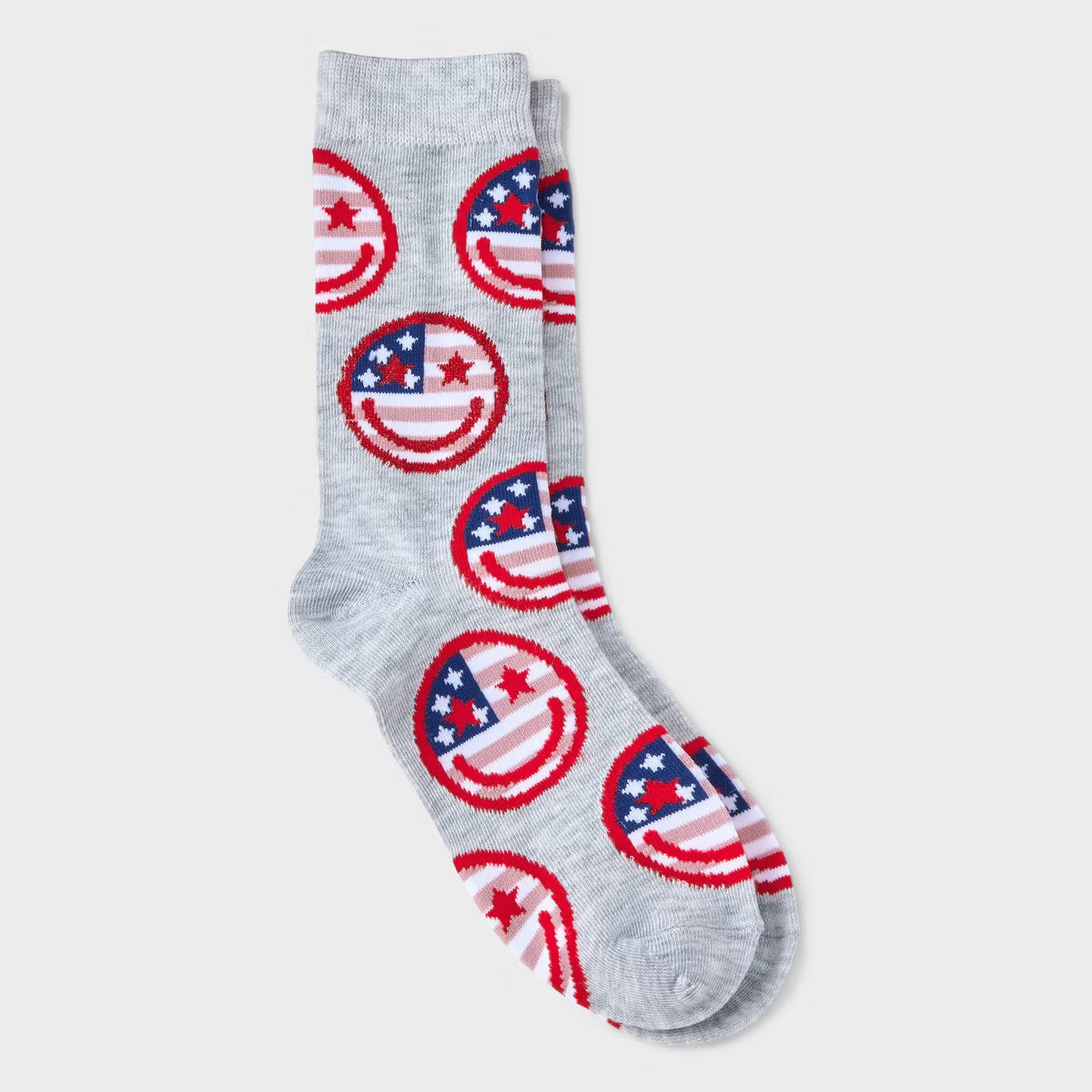 Women's USA Smiley Crew Socks - Light Heather Gray 4-10 | Target