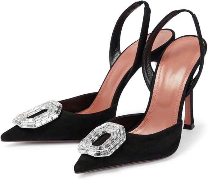 Vertundy Women's Rhinestone Satin Slingback Pumps Pointed Toe Satin Crystal Stiletto High Heels S... | Amazon (US)