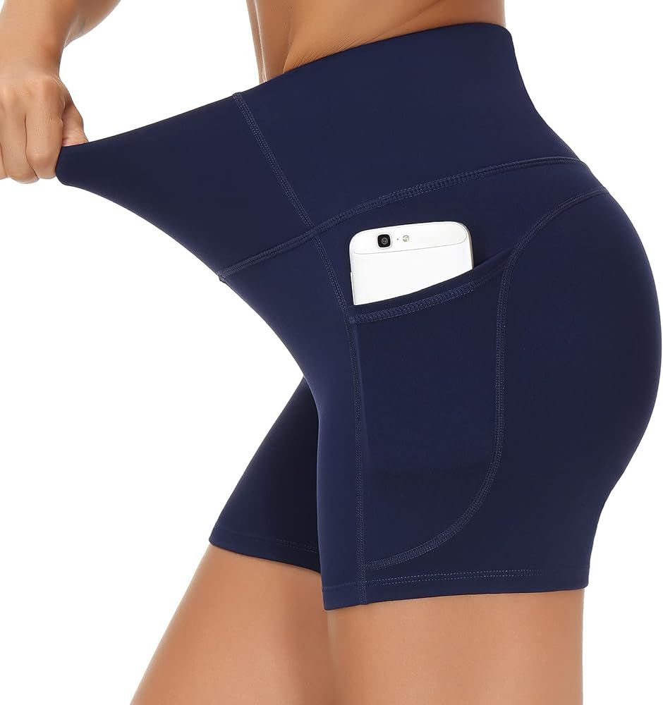 THE GYM PEOPLE High Waist Yoga Shorts for Women's Tummy Control Fitness Athletic Workout Running ... | Amazon (US)