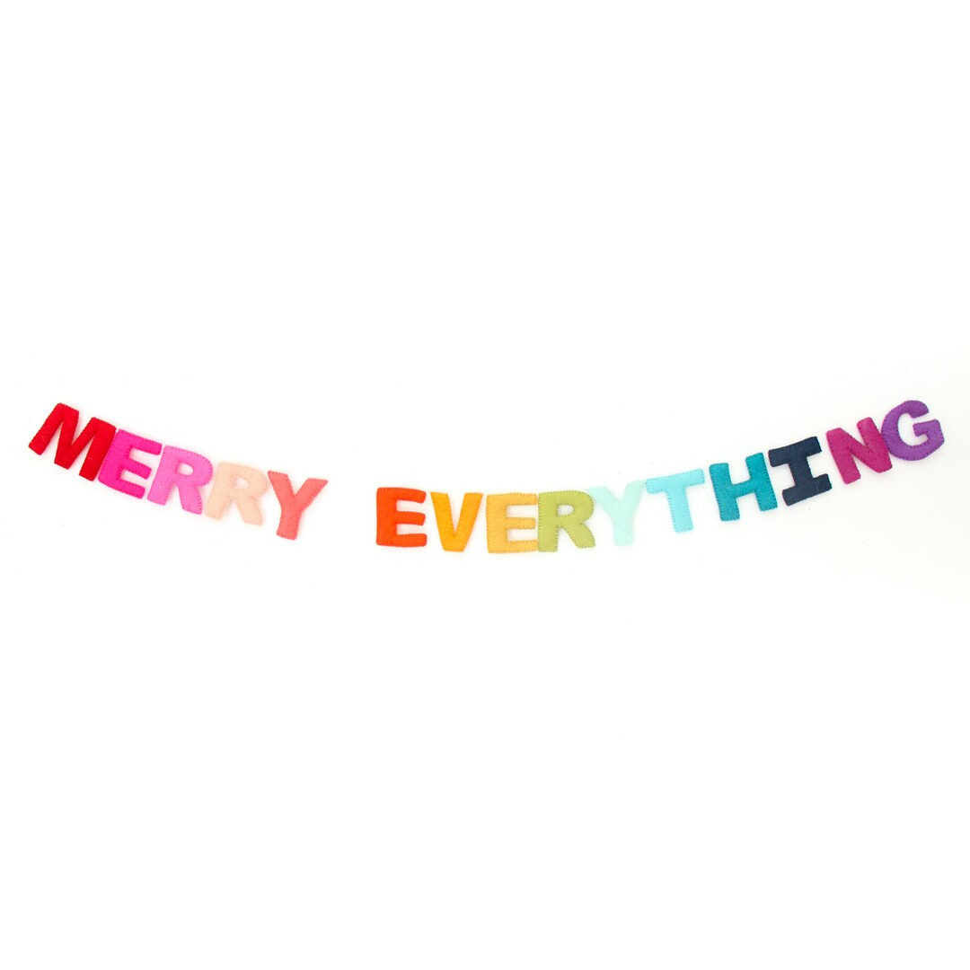 Merry Everything Felt Holiday Christmas Garland - Etsy | Etsy (US)
