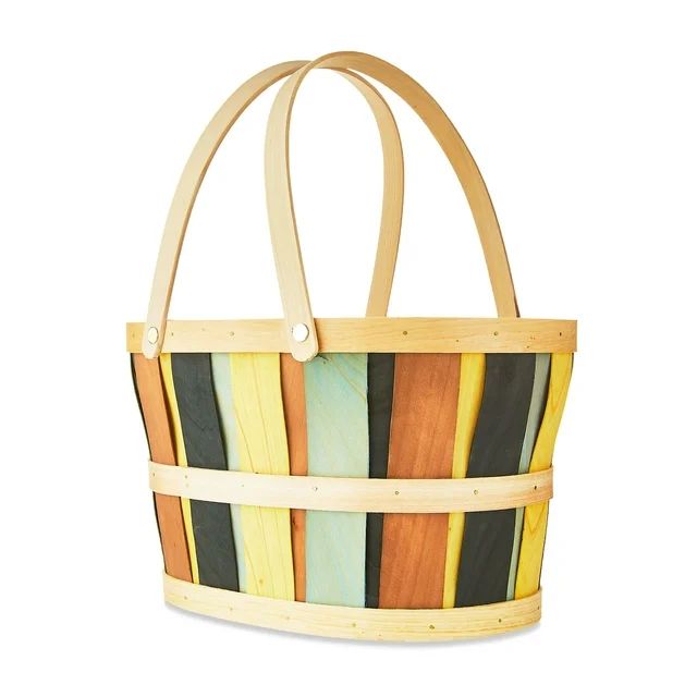 Easter Oval Orchard Multicolor Woodchip Basket, 12.5 in, by Way To Celebrate | Walmart (US)
