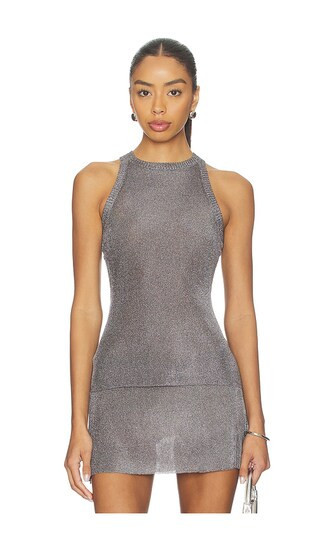 GUIZIO Millie Top in Metallic Silver. - size S | Revolve Clothing (Global)